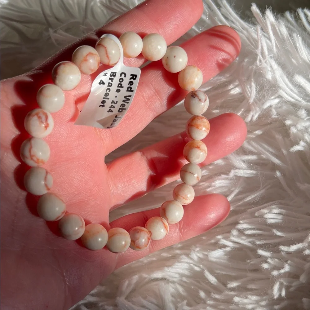 NWT Natural Red Web Jasper Bead Bracelet - Picture 3 of 11